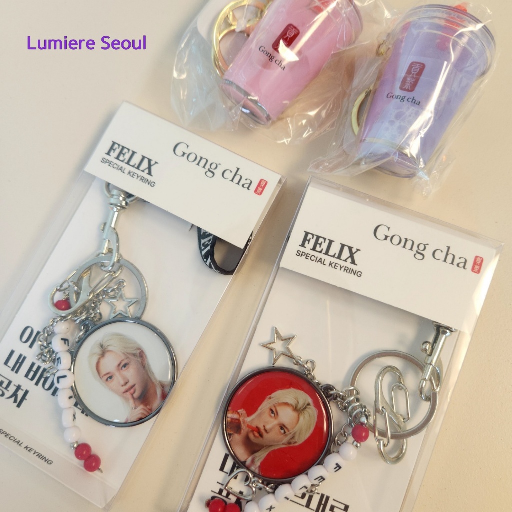 Gong cha Stray Kids Felix พวงกุญแจและพวงกุญแจถ้วย (A~D)