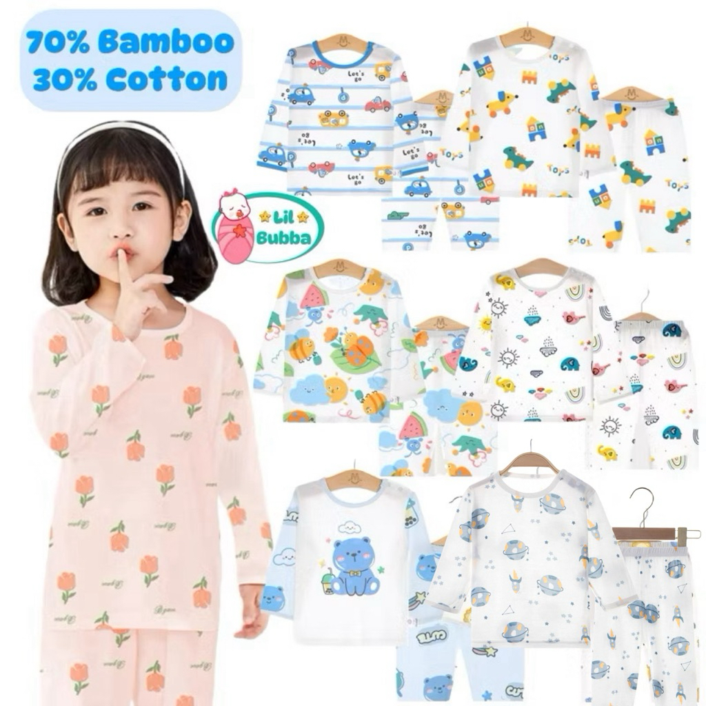 [LIL BUBBA] BAMBOO COTTON KIDS PYJAMAS CHILDREN SLEEPWEAR