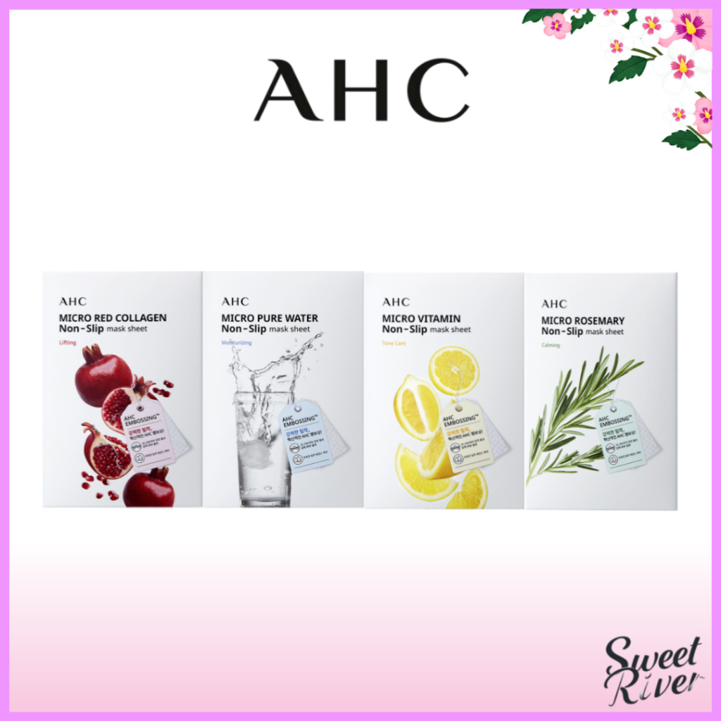 [AHC] Micro Non Slip Mask Sheet 10 Sheets 4type(Rosemary, Pure Water, Vitamin, Red Collagen) - จัดส่