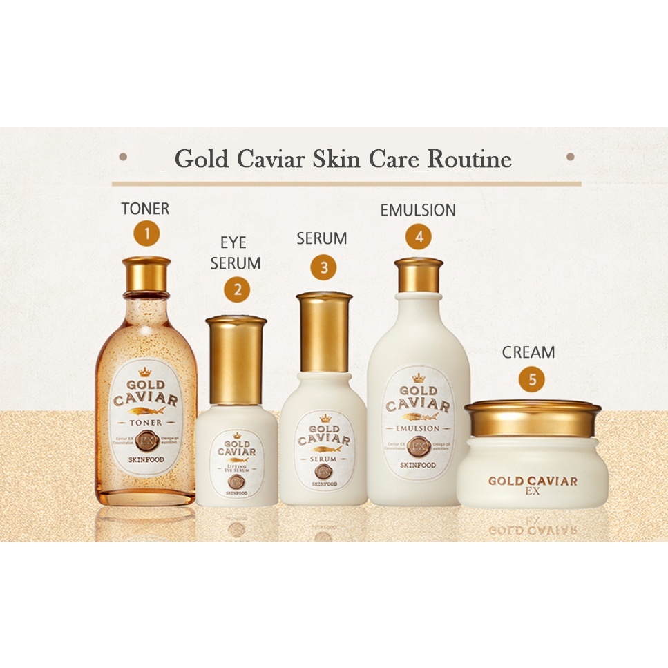 [SKINFOOD] Gold Caviar EX Toner 145ml/EX Emulsion 145ml/EX Cream 50ml/ EX Serum 50ml/ EX Lifting Eye Serum 32ml