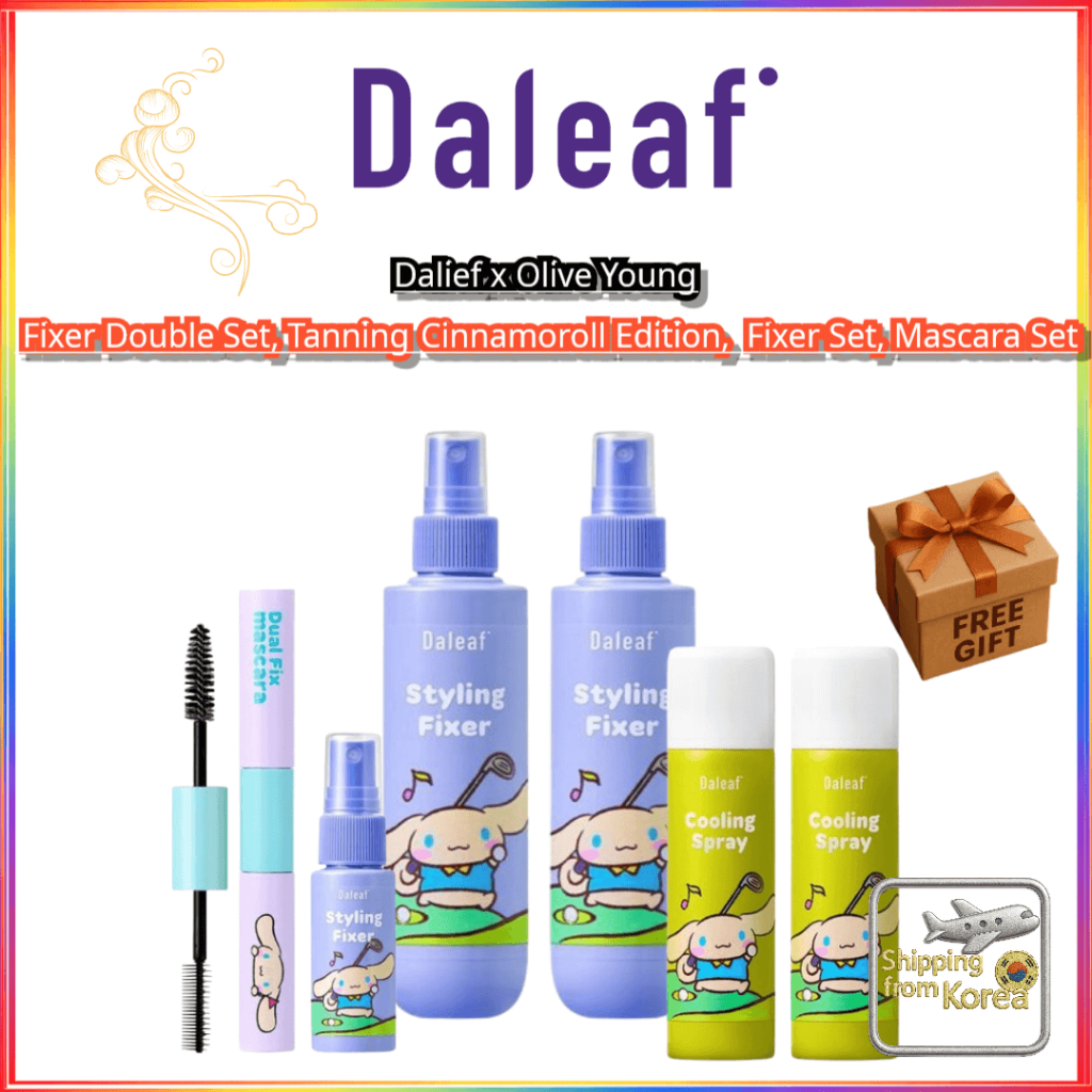 🇰🇷 Daleaf Olive Young Tanning Cinnamoroll – Hair Fixer, ชุดสเปรย์มาสคาร่าและความเย็น