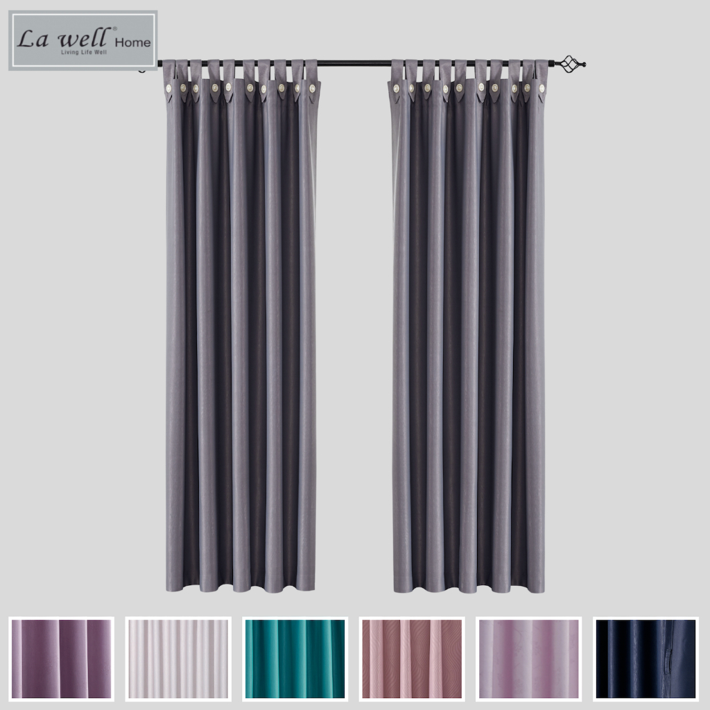 [SG] Lawell Home Embossed Black Out Curtain Made (1 PC PER PACKET) 160Wx170-235H HDB Condo Landed Bl