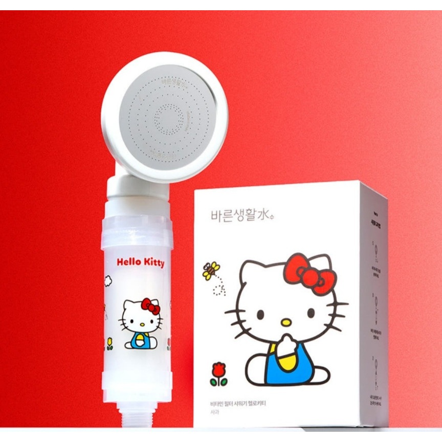 Sanrio Character Vitamin Shower Head + Filter with Vitamin C, Collagen & Hyaluronic Acid – Hello Kitty & Pompompurin Chlorine Removal & Skin Care