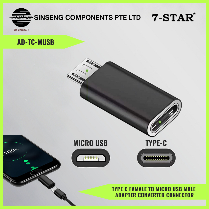 7-STAR* Type C Female To Micro Male Adapter Connector Converter Connector สําหรับแท็บเล็ตโทรศัพท์ [A