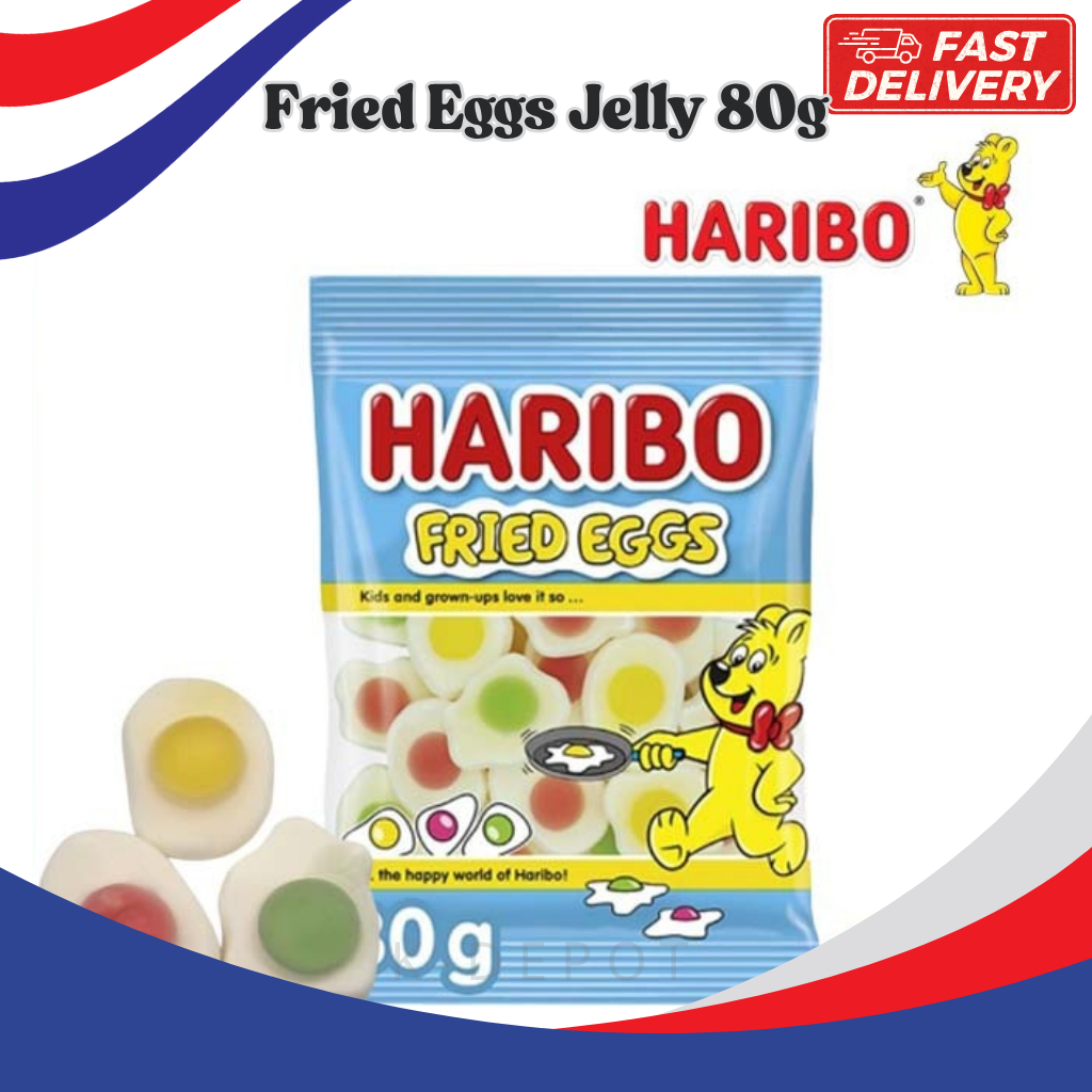 [HARIBO] Fried Eggs Gummy Candy – 80g | ขนมเยลลี่แช่อิ่มผลไม้เยอรมัน