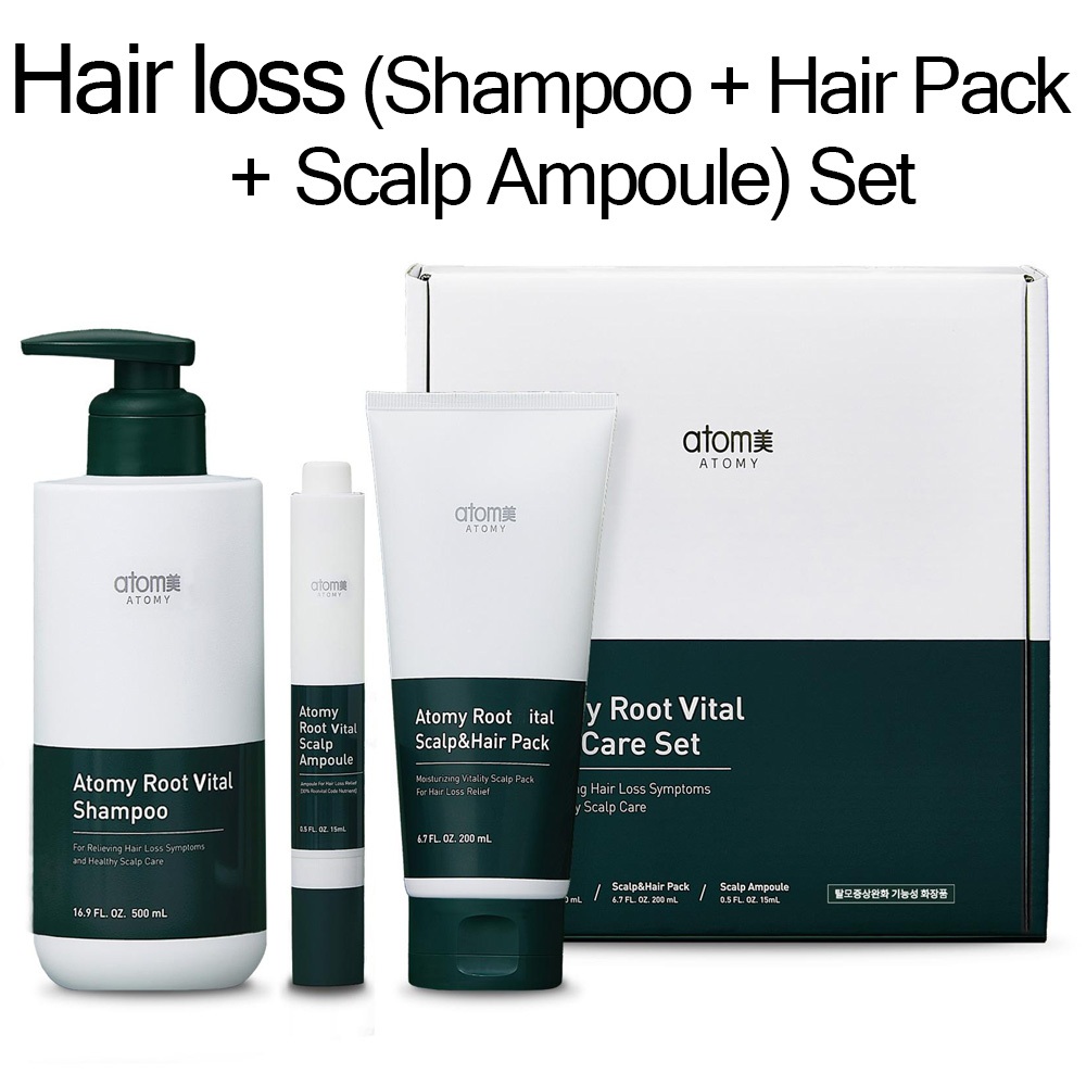 Atomy Root Vital Shampoo + Hair Pack + Scalp Ampoule Set/ผมร่วง