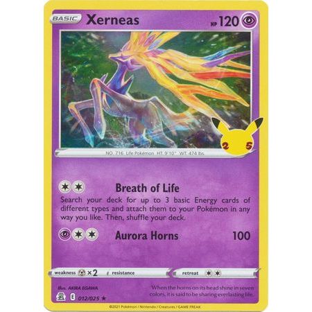 Pokémon TCG Card Xerneas 25th Anniversary Celebrations 012/025 Holo