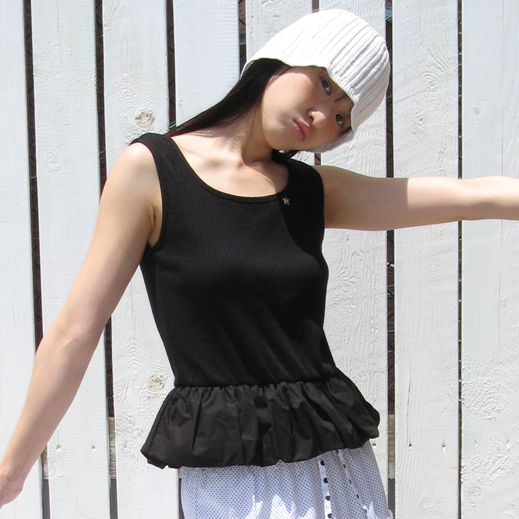[RONRON] Eyelet Balloon Sleeveless / 3colors — صورة 3