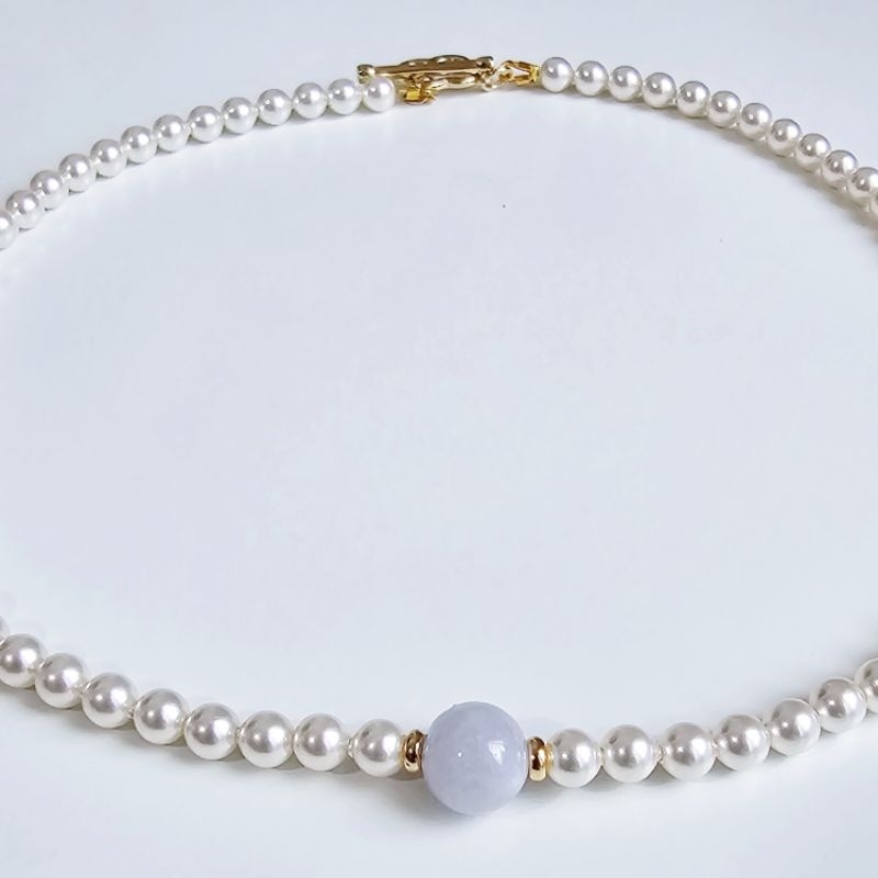 สร้อยคอมุก SWS หยกลาเวนเดอร์