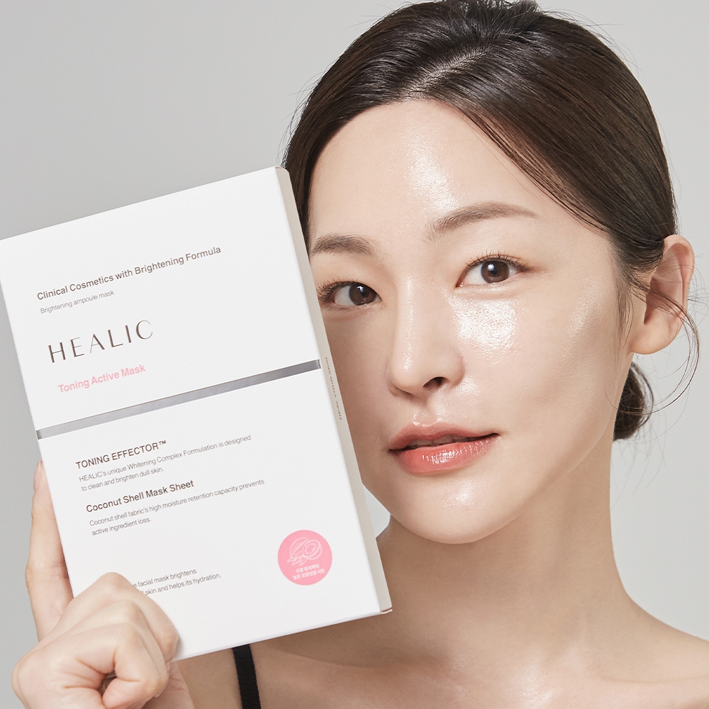 HEALIC โทนนิ่ง แอคทีฟ มาสก์ / Toning Active Mask 1 กล่อง (5 แผ่น) - มาสก์แอมพูลเพื่อความกระจ่างใส