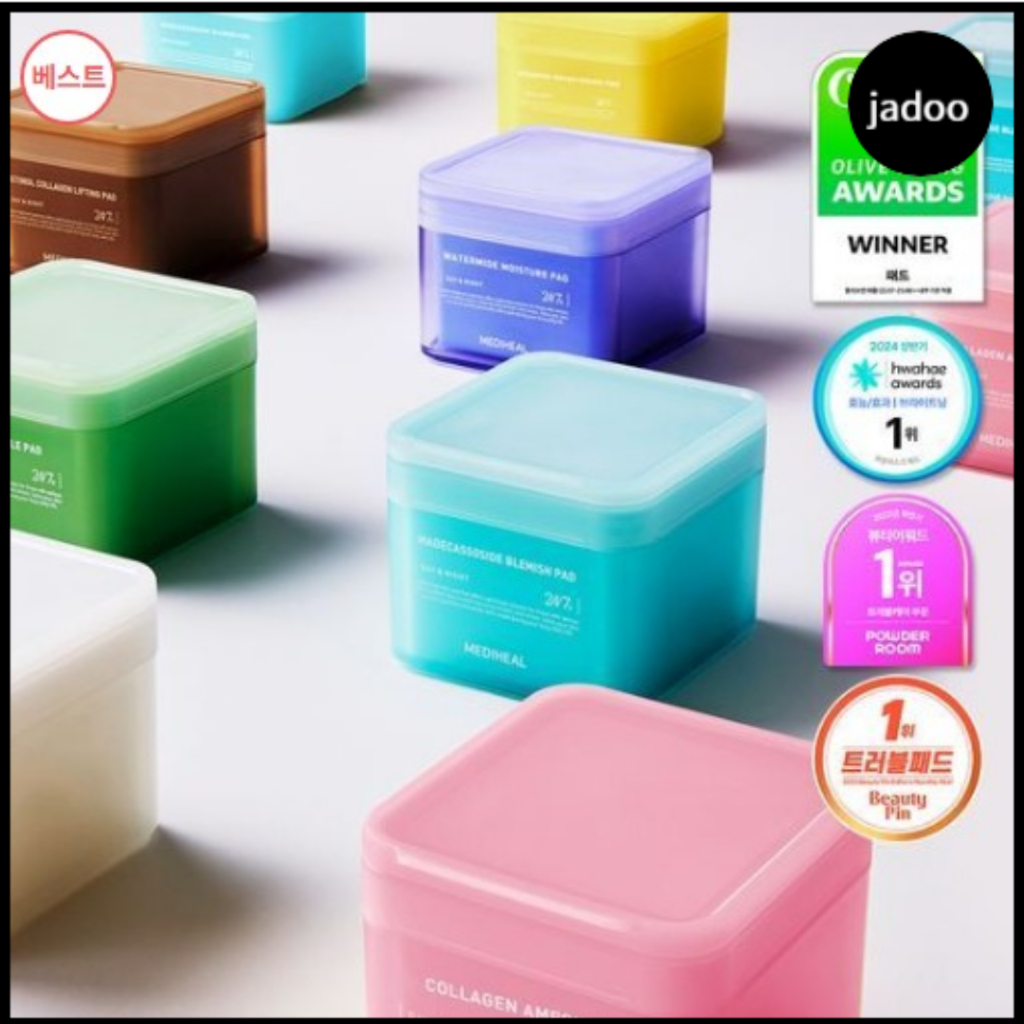 Mediheal Daily Treatment Toner Pad-Box 100 ชิ้น-MADECASOSIDE/TEATREE/COLLAGEN/RETINOL/WATERMIDE/VITAMIDE/PHYTO-ENZYME/refill/มาส์กเติม/มาส์ก