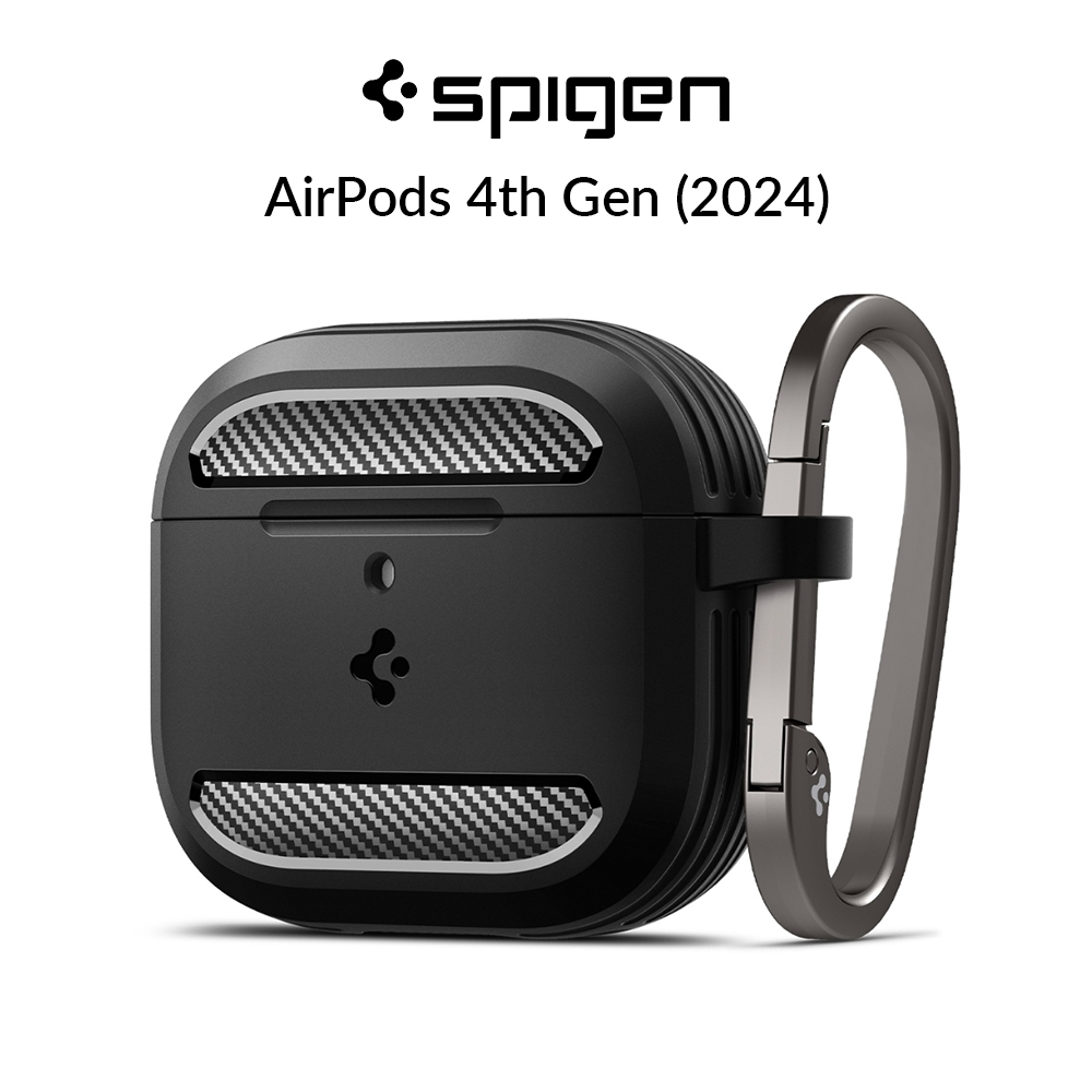 Spigen Airpods 4th Gen (2024) เคสเกราะที่ทนทานหูฟังไร้สายพร้อมการป้องกันการตกกระแทกดีไซน์บางฝาครอบ Airpods 4