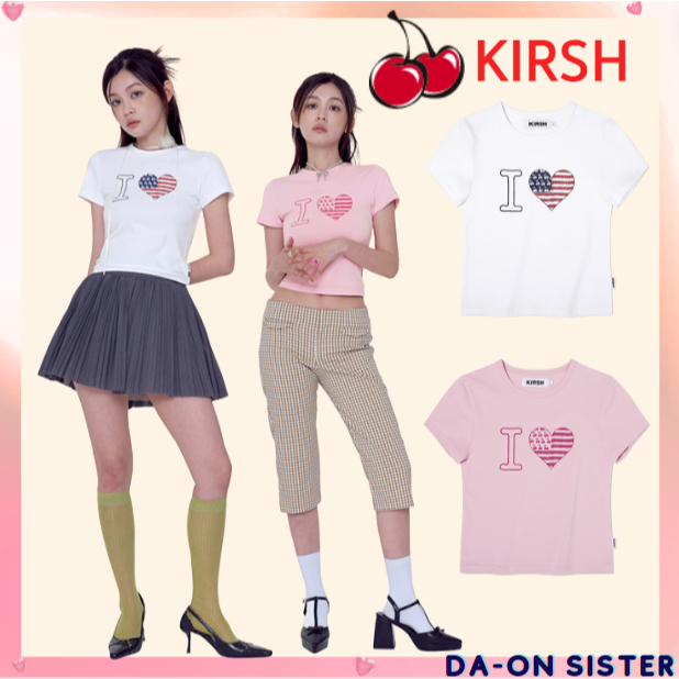 [ Kirsh ] I Love Kirsch Crop T-Shirt 2color korea แท้ 100%