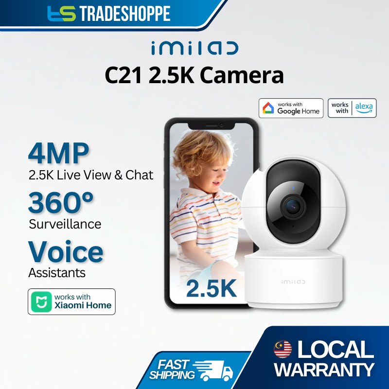 Xiaomi App IMILAB C21 2.5K WiFi Plug-in กล้องในร่ม Google Assistant & Alexa Voice Command