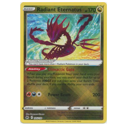 การ์ดโปเกมอนภาษาอังกฤษ Radiant Eternatus - 105/159 - Radiant Crown Zenith Singles