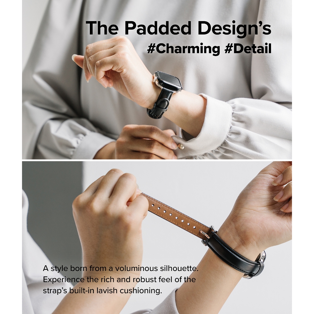 Ringke Leather One Padded Slim สําหรับ Apple Watch Series สายนาฬิกาสมาร์ทวอทช์ที่สวยงามและมีสไตล์ ราคา ถูกที่สุด ดีลบีเคเค แกลเลอรีภาพที่ 3