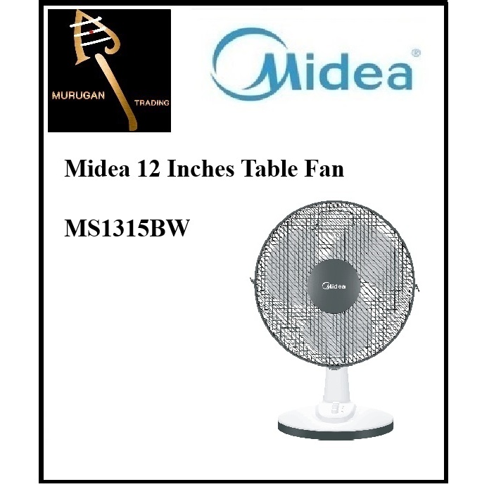 MIDEA มีเดีย นางสาว1315bw พัดลมตั้งโต๊ะ ออสซิลลัสเรียบ 12 นิ้ว พร้อมระดับ 3 ความเร็ว 12 นิ้ว