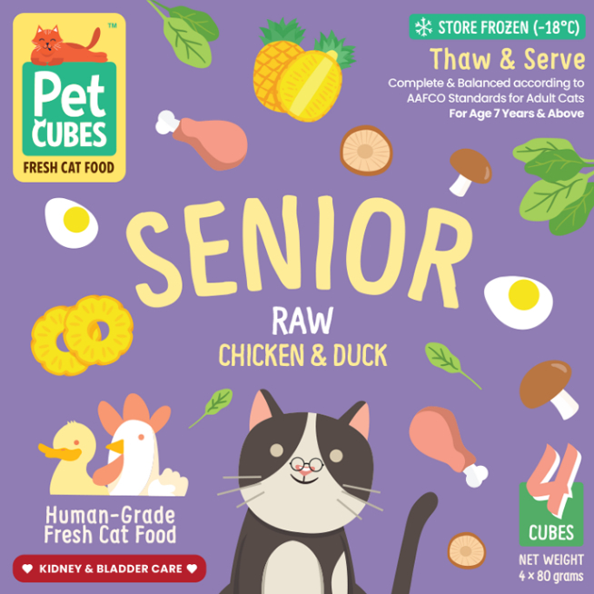 PetCubes Raw Frozen Senior Cat Food - Chicken & Duck 1.28 KG