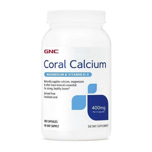 GNC Coral Calcium 400mg + Magnesium & D3 – 180 แคปซูลสําหรับความแข็งแรงของกระดูก, ไม่มีรสชาติเทียม, 