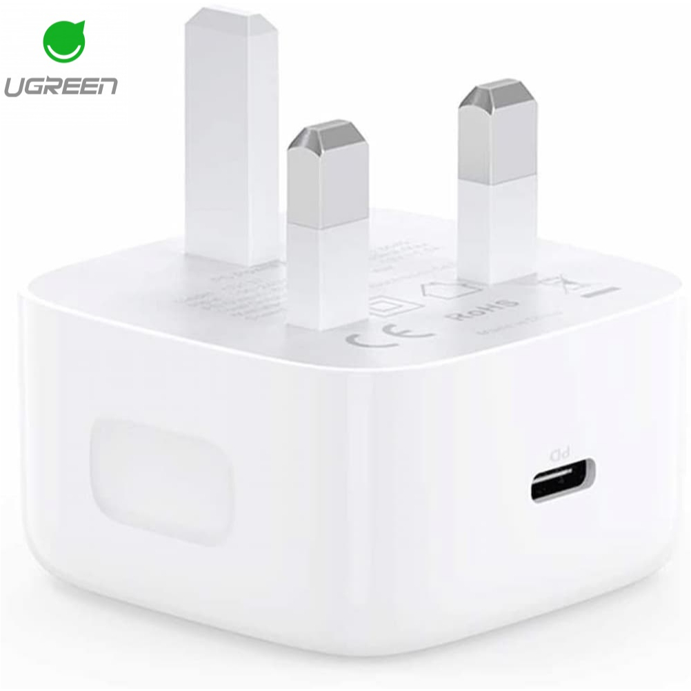 UGREEN CD137-60451 USB-C PD Charger 20W (UK Plug,สีขาว) Fast Charging Compact Travel Adapter