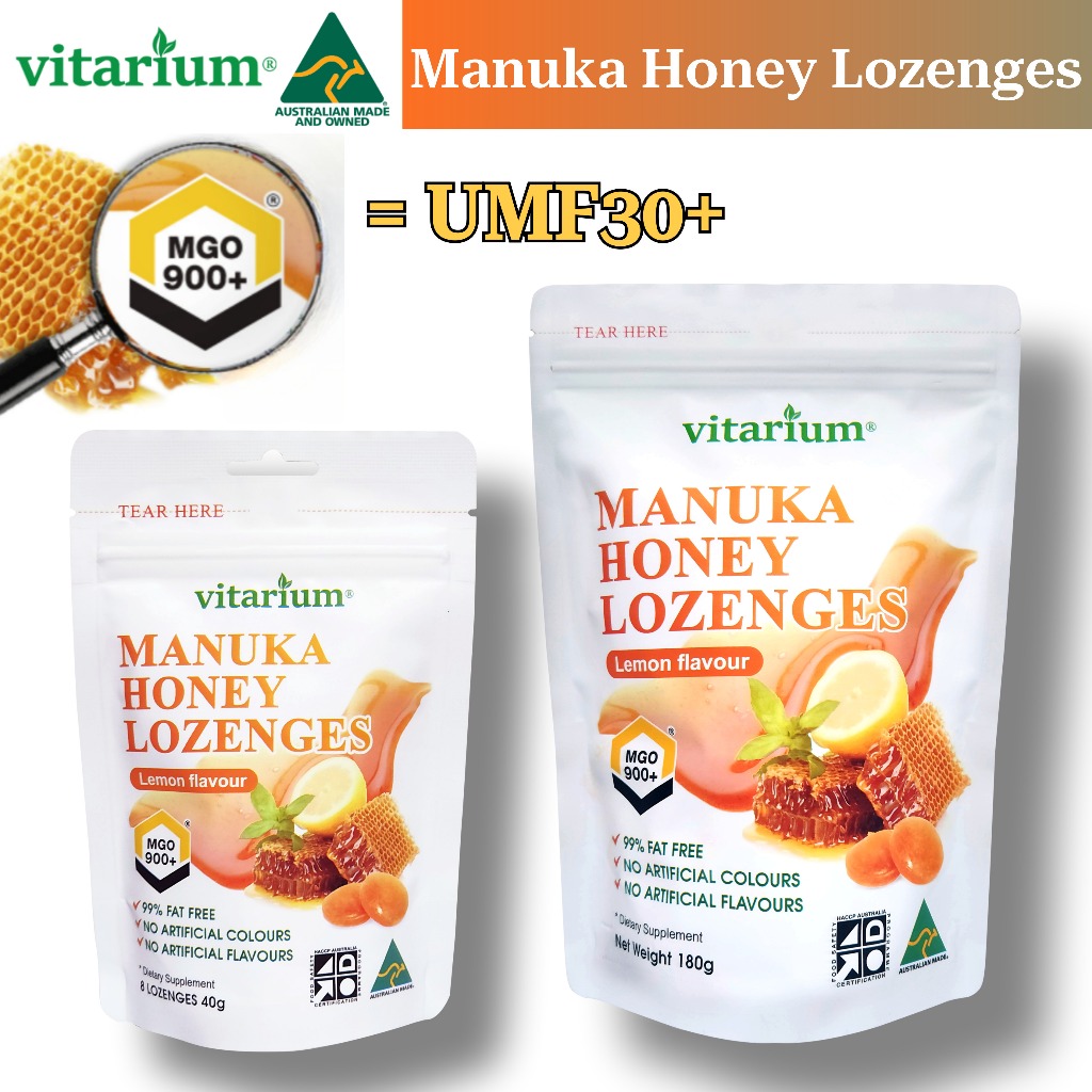 Vitarium Manuka Honey Lozenges Lemon Honey Flavour Sore Throat Candy 40g 180g