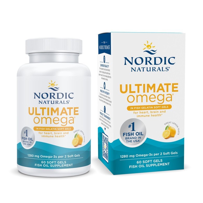 [ผลิตในสหรัฐอเมริกา] Nordic Naturals Ultimate Omega-3 1280mg Lemon Softgels, 60 ซอฟท์เจล