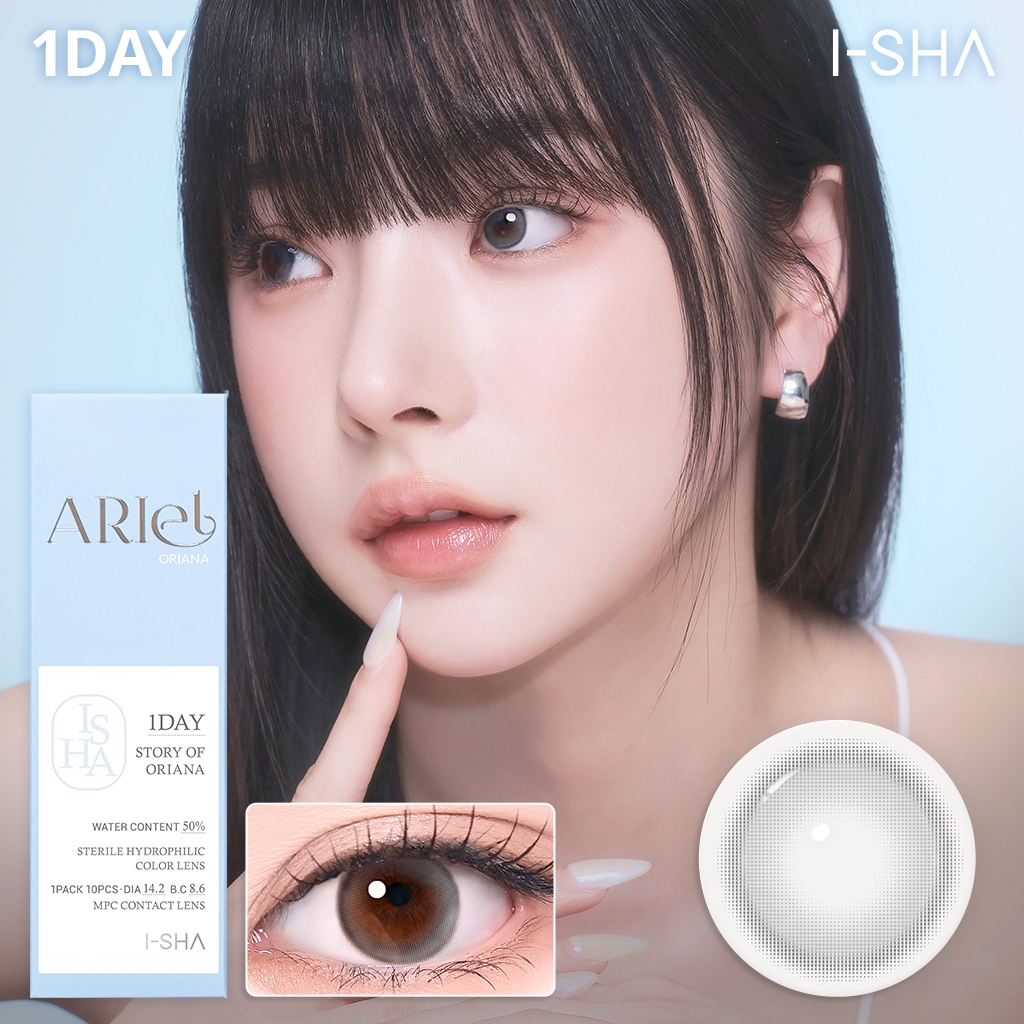 I-SHA ORIANA ARIEL Gray คอนแทคเลนส์เกาหลี รายวัน มีค่าสายตา 10P