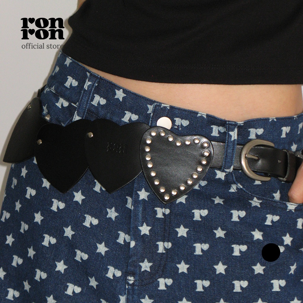 [RONRON] HEART STUD BELT BLACK
