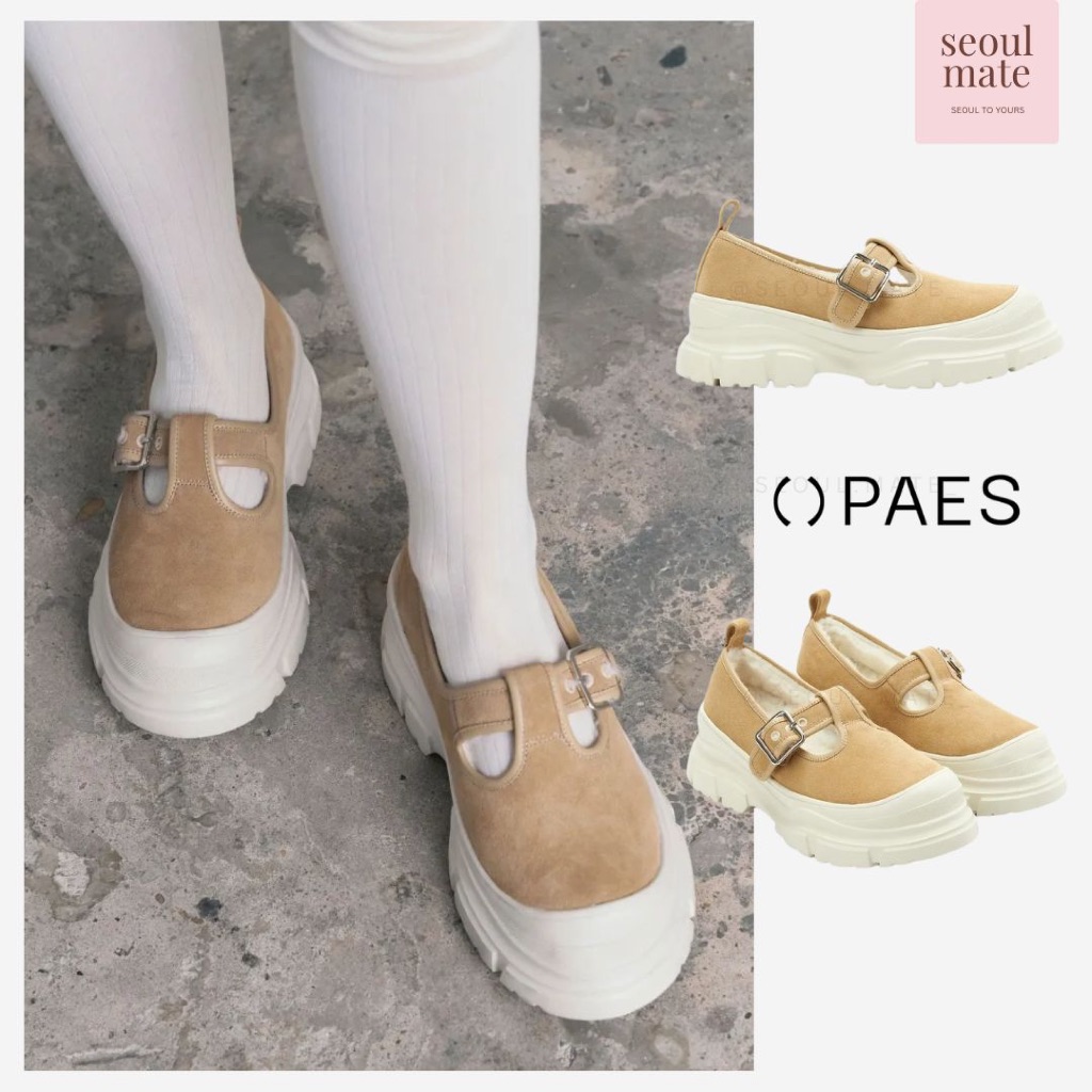 [จากเกาหลี ] รองเท้าแตะ PAES Belt Fur Mary Jane