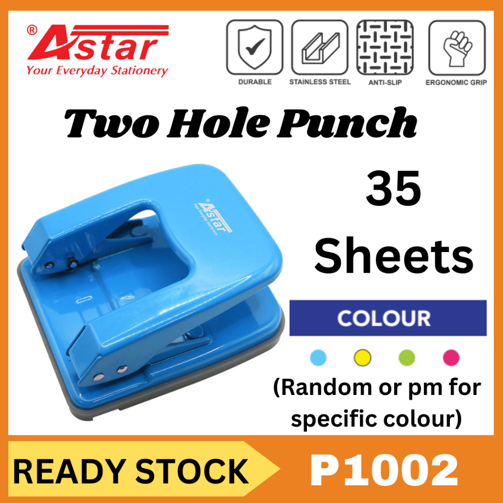 [SG Seller][astar P1002 Colour Punch] - Heavy Duty 2 หลุม Punch พร้อมคู่มือปรับได้ ความจุ 35 ปี