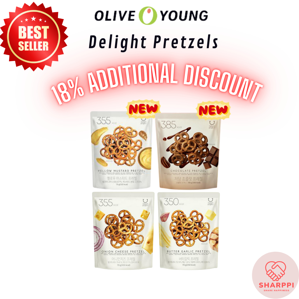 โครงการ Olive Young Delight แคลอรี่ต่ํา Pretzel /Butter Garlic /โอเนียนชีส / มัสตาร์ดเหลือง