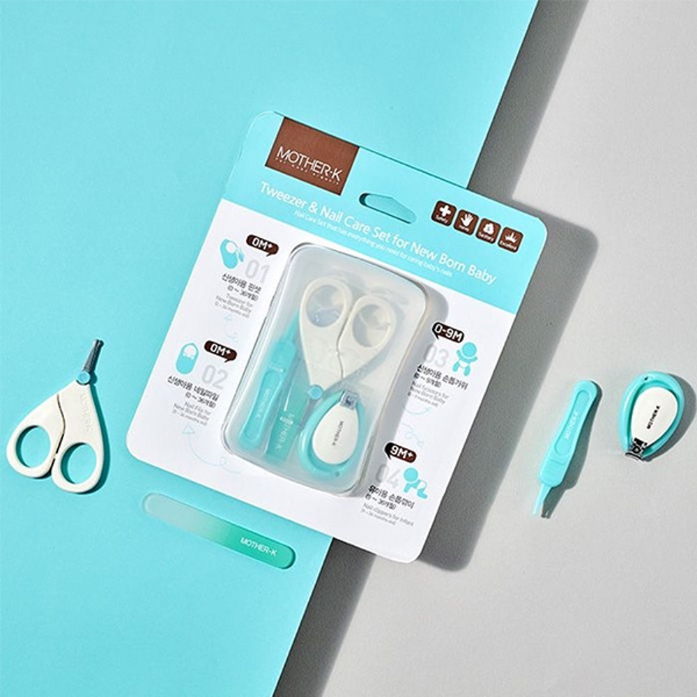 Mother-K Baby Nail Care & Tweezer ชุด 4 ชิ้น พร้อมเคส