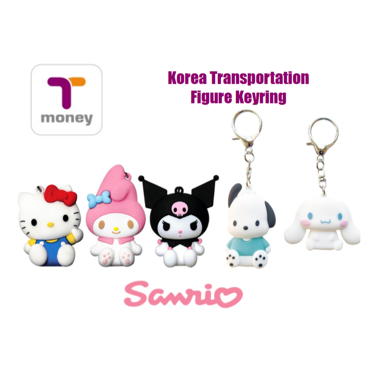 [Sanrio] พวงกุญแจรูปพร้อมการ์ดขนส่ง Tmoney Korea Kuromi Hello Kitty Pochacco Cinnamoroll เกาหลี Subw
