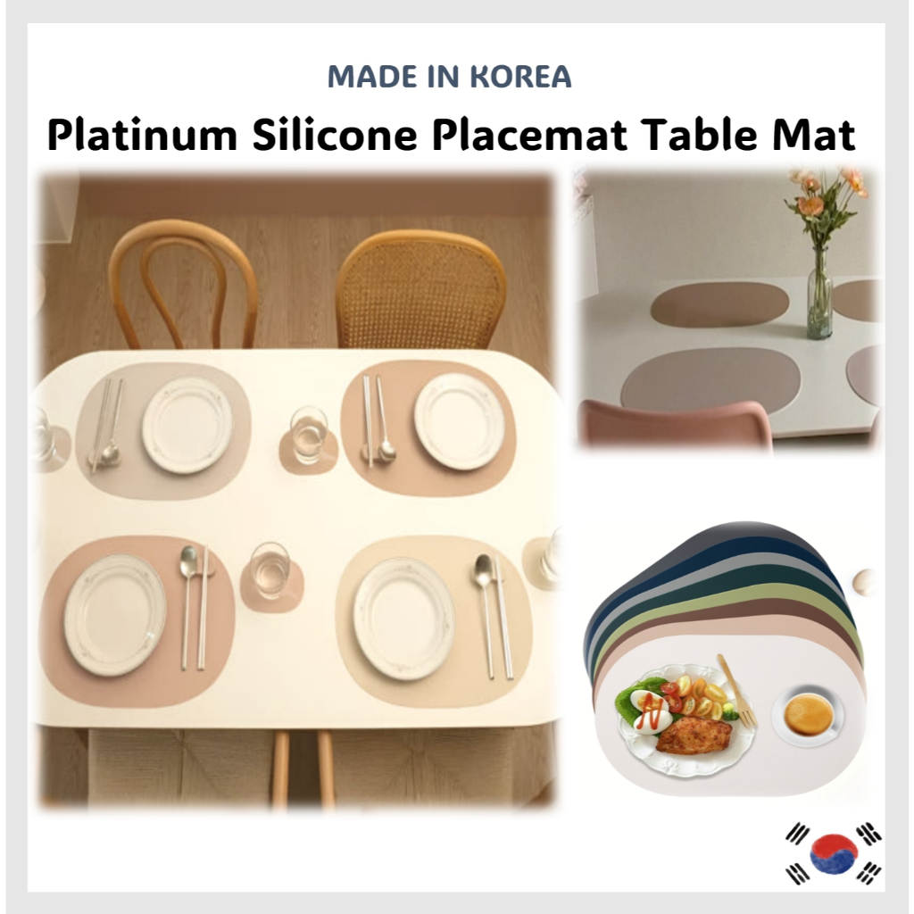 [MADE IN KOREA] [Diar]*สีใหม่* แผ่นรองจานซิลิโคนแพลตตินัม แผ่นรองโต๊ะ แผ่นรองจานซิลิโคนแพลตตินัมทนความร้อนและกันลื่น [NO.460]