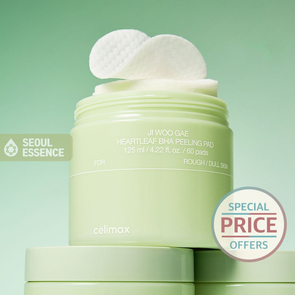 CELIMAX Ji Woo Gae Heartleaf BHA Peeling Pad 80 / 60 แผ่น (175ml / 125ml) - ลดลบเซลล์ผิวที่ตายแล้วจากใบหน้า