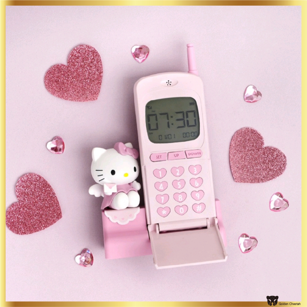 นาฬิกาตั้งโต๊ะโมเดลโทรศัพท์ Sanrio Hello Kitty Retro – โปรปัง