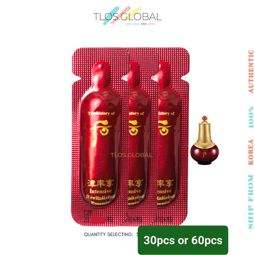 30 ชิ้นหรือ 60 ชิ้นประวัติของ Whoo Jinyulhyang Jinyul Intensive Revitalizing Essence 1ml