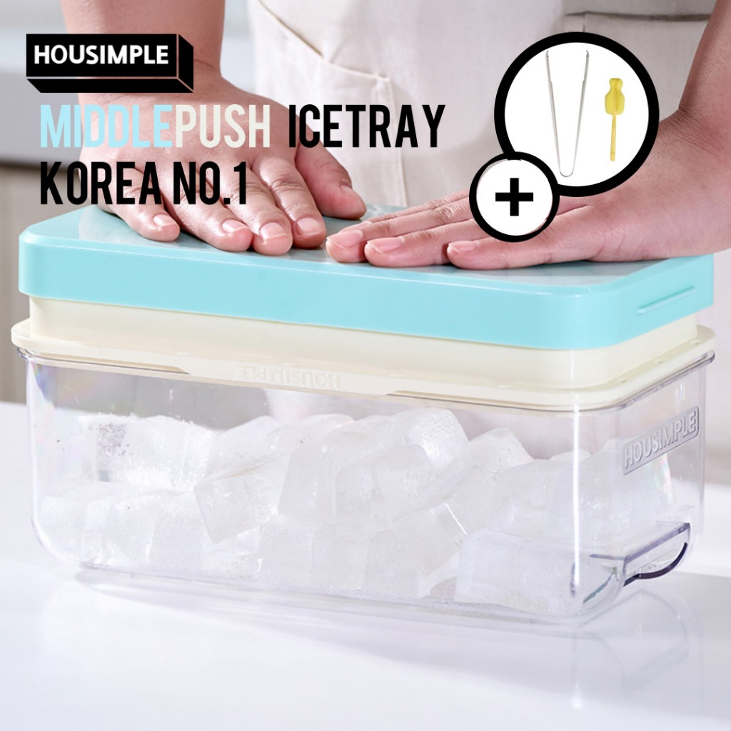 HOUSIMPLE MIDDLEPUSH ถาดน้ําแข็ง Stick เครื่องทําน้ําแข็งก้อนซิลิโคนพร้อมฝาปิดภาชนะเก็บตู้เย็น