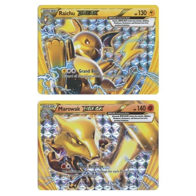 การ์ดโปเกมอนภาษาอังกฤษ Raichu Break - 50/162 /Marowak Break - 79/162 - Break XY: Breakthrough Singles [ USED ]