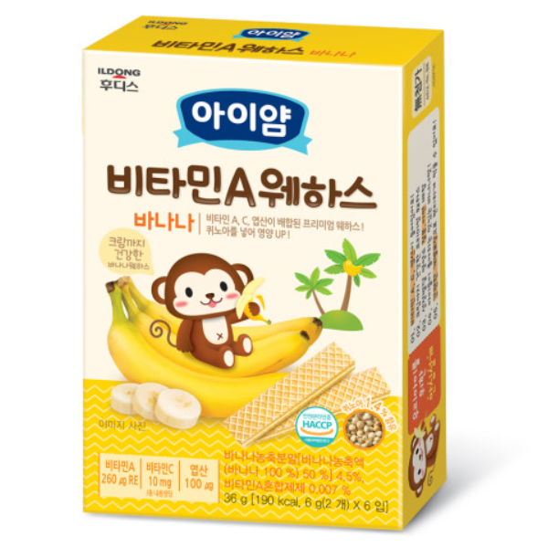 Korea ILDONG เวเฟอร์กล้วยวิตามินเอสําหรับเด็ก 12 ชิ้น