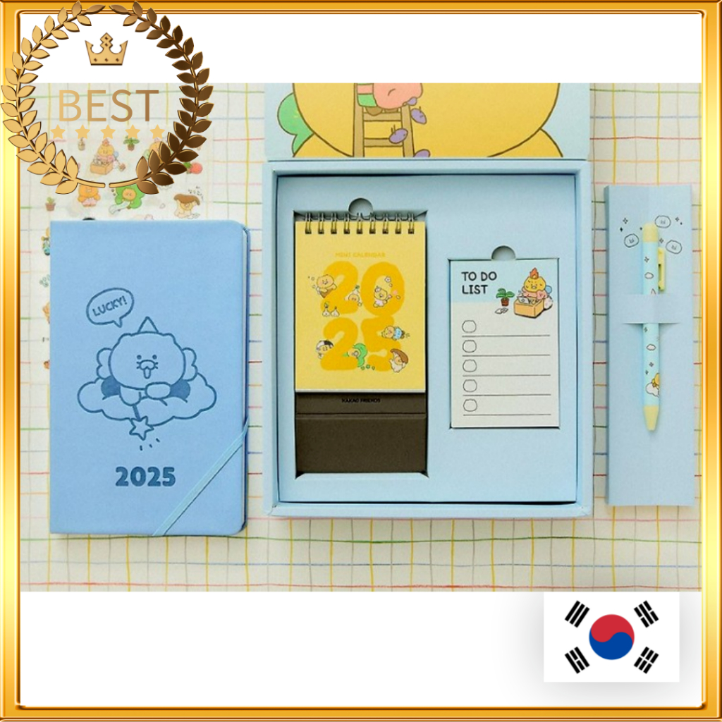 [KAKAO FRIENDS] 2025 Fairy Diary SET RYAN New Year Daily 2025 Table Interior Calendar Weekly Monthly Planner ปีใหม่ทุกวัน 2025 ตารางภายในปฏิทิน Kakao รายสัปดาห์รายเดือน Planner Kakao Planner+สติ๊กเกอร์+ปฏิทินขนาดเล็ก+บันทึกบันทึก + ปากกา