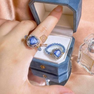 Kyanite+Aquamarin Kyanite+แหวนพลอยสีฟ้า ช่วยความสามารถในสังคม ความมีคุณธรรม ความสามารถในการแสดงออก