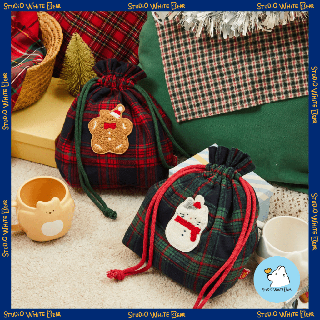 [Butter Shop] Christmas String Pouch - Butter Bear / Milk Cat