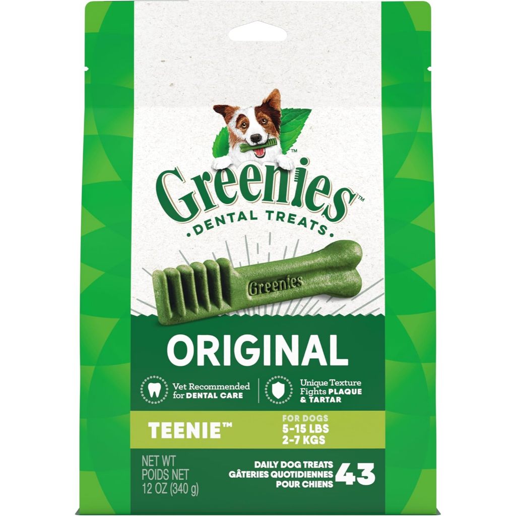 [Greenies] Original Teenie Dental Treats for Dogs 340g(43p) / เนื้อสัมผัสที่เป็นเอกลักษณ์ต่อสู้กับคราบพลัคและคราบหินปูน