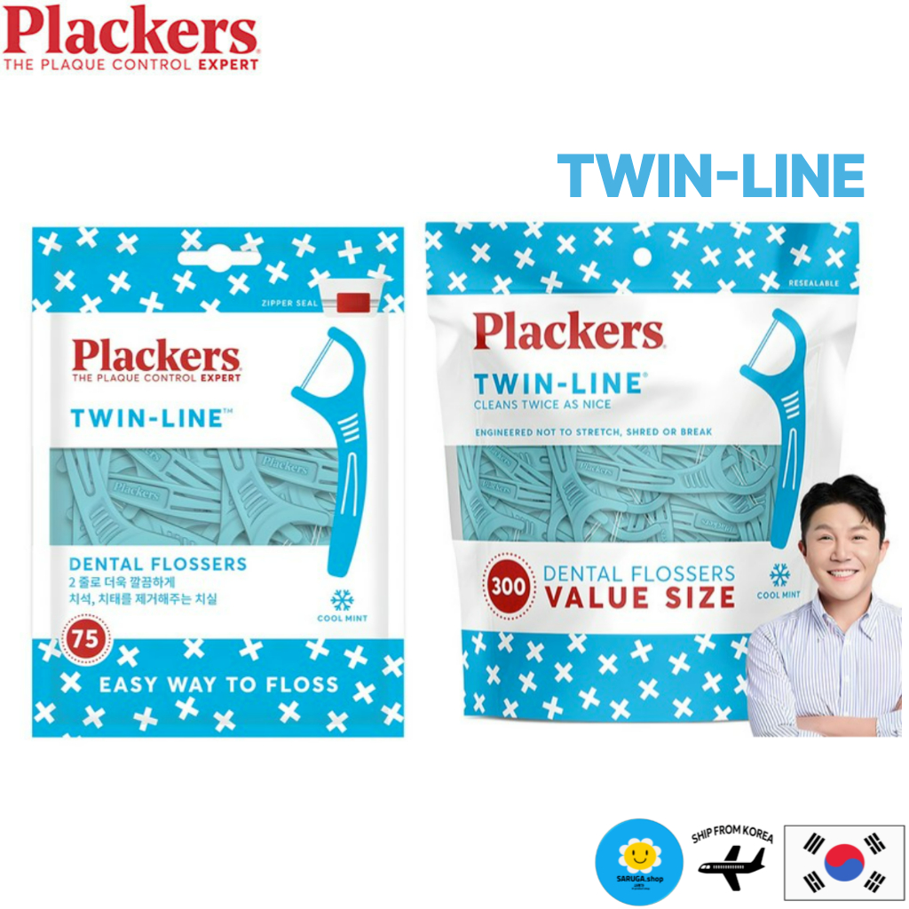 [Plackers]  TwinLine Dental Floss 75EA & 300EA – Deep Clean for Fresh Minty Smile