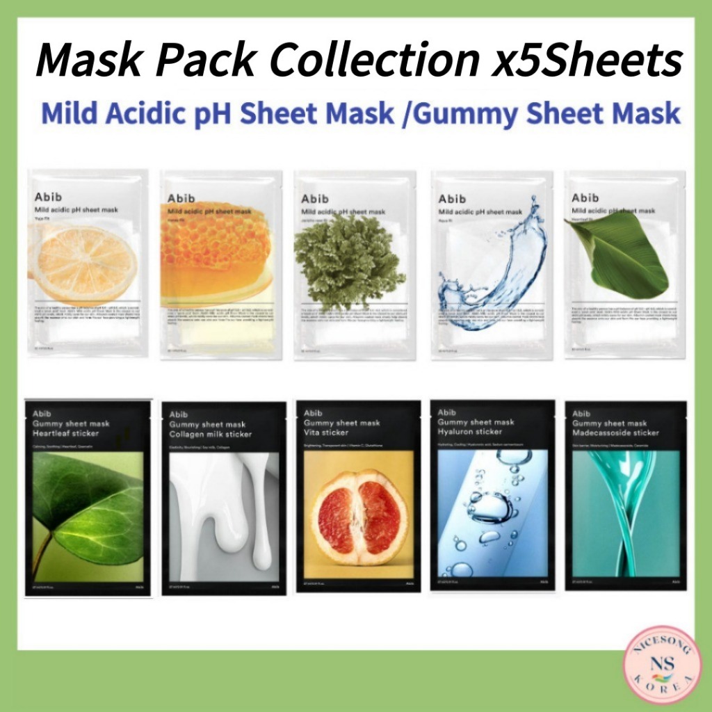 [Aib]Mild Acidic pH Sheet Mask 5type /(ใหม่)Gummy Sheet Mask 5type K-Beauty Korea