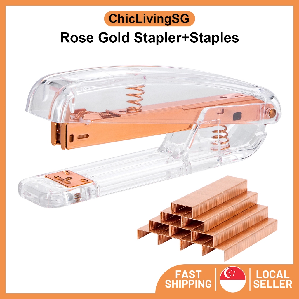 SG StocksRose Gold เครื่องเย็บกระดาษโปร่งใสสําหรับอุปกรณ์สํานักงาน ตัดต่อ机