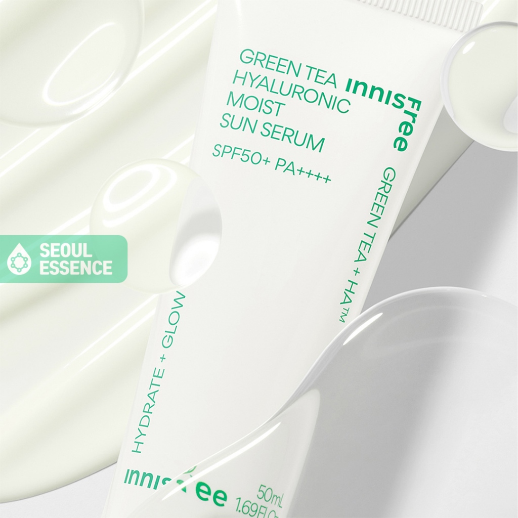 Innisfree Green Tea Hyaluronic Moist Sun Serum SPF50+ PA++++ - Water Shield Protection, ความชุ่มชื้นพร้อมกัน, ป้องกันรังสียูวี