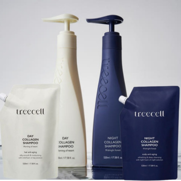 [Olive Young] treecell Night/Day Collagen Shampoo 360mL, 360mL+120mL, 520mL - Midnight Forest, Morni