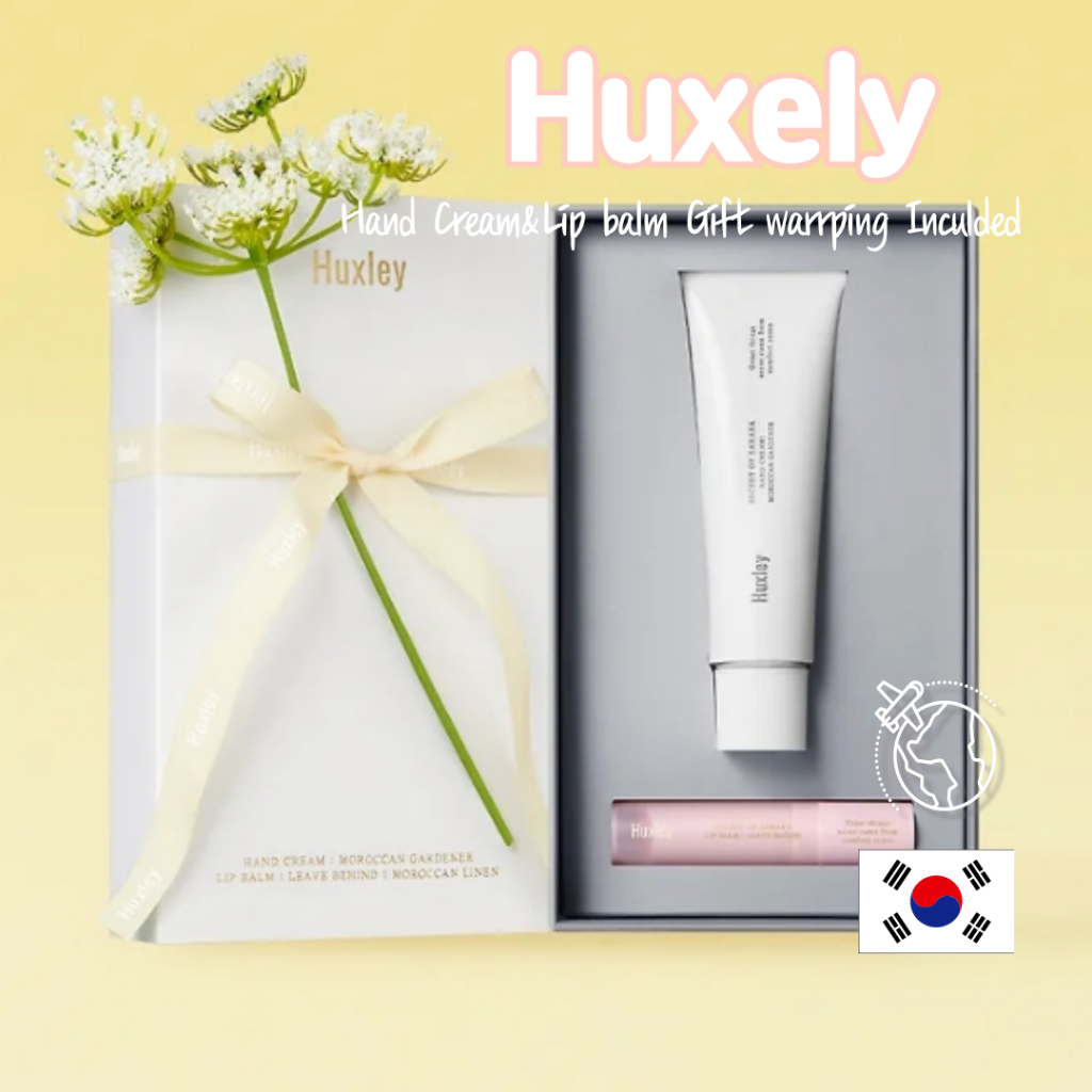 Huxley Moroccan Gardener Hand Cream 30mL & Lip Balm Gift Set ห่อของขวัญเกาหลี Care&Lip Treatment